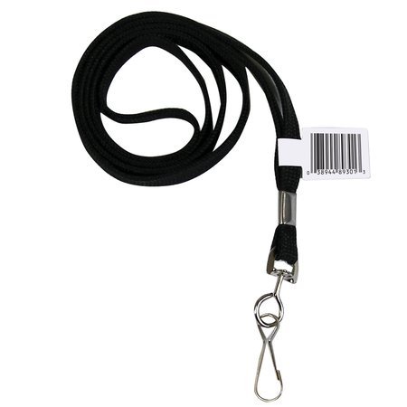 C-LINE PRODUCTS Flat Lanyard, Swivel Hook, Black Set of 100, 100PK 89301-BX